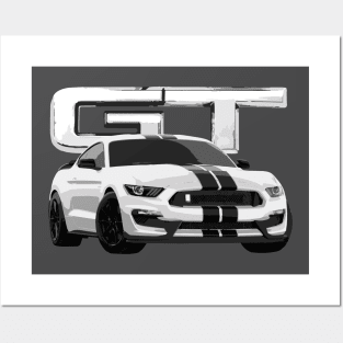 Mustang GT GT350 T-Shirt Oxford White Posters and Art